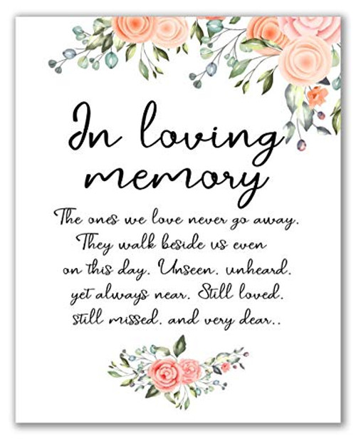 Wedding Sign  In Loving Memory Printable - 8 inch x 10 inch - Unframed  Wedding Memorial Sign  Forever In Our Hearts Loving Memory Sign  Wedding Printable  Party Decor