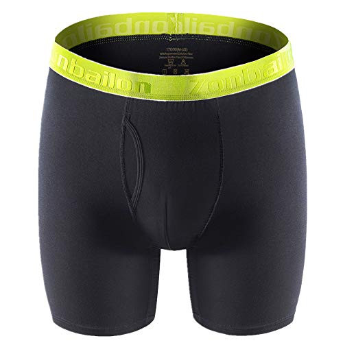 Mens Underwear Boxer Briefs No Ride up Long Leg Big and Tall Breathable Athletic Running Underpants Men Pack  1-Black  3XL 48 inch-50 inch