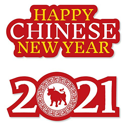 Big Dot of Happiness Chinese New Year - DIY Shaped 2021 Year of the Ox Party Cut-Outs - 24 Count