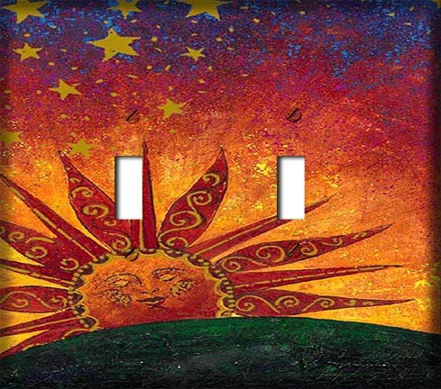 Celestial Sunrise Double Toggle Switchplate - Switch Plate Cover