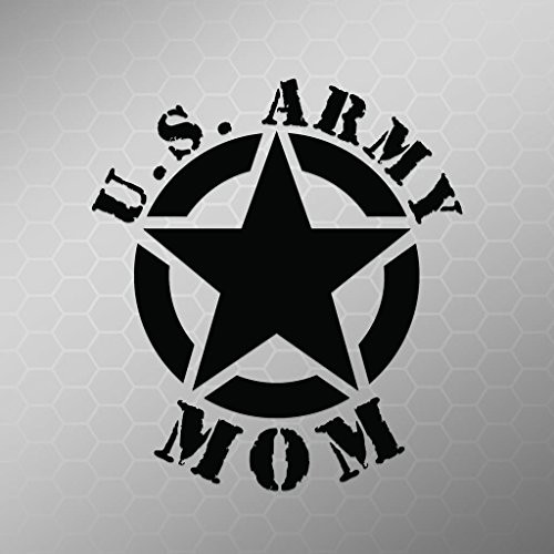 Army Mom Star Vinyl Decal Sticker | Cars Trucks Vans Walls Laptops Cups | Black | 5.5 X 5 Inch | KCD1727B