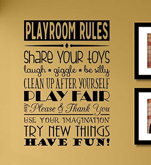 Playroom Rules Share Your Toys Laugh Giggle Be Silly Clean up After Yourself Vinyl Wall Art Decal Sticker
