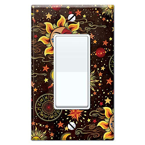 WIRESTER Single Gang Decorator Light Switch Plate Wall Plate Cover - Celestial Sun Moon and Stars