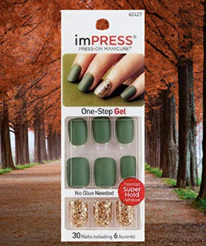 Kiss ImPress Press-On Manicure Matte Olive Green Nails 62427 Funky Town