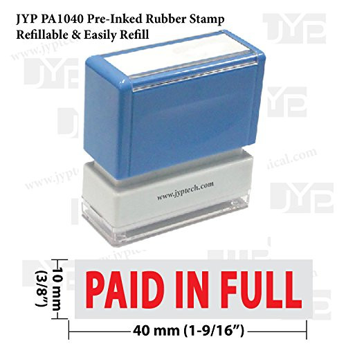 New JYP PA1040 Pre-Inked Rubber Stamp w. Paid In Full
