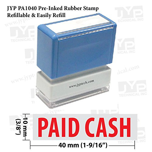 New JYP PA1040 Pre-Inked Rubber Stamp w. Paid Cash