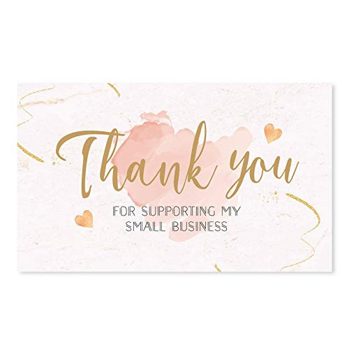120 Thank You For Supporting My Small Business Cards  3.5 x 2 Inches   Blush Pink and Gold Theme Custom Thank You Cards for Online  Retail Store  Handmade Goods  Customer Package Inserts