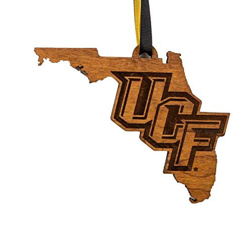 LazerEdge NCAA Wooden Ornament  University of Central Florida  UCF  - State Map with Block UCF