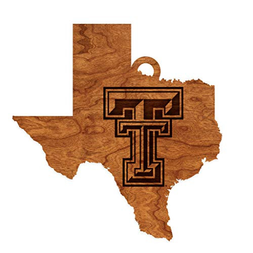 LazerEdge NCAA Wooden Ornament  Texas Tech - State Map with Block T
