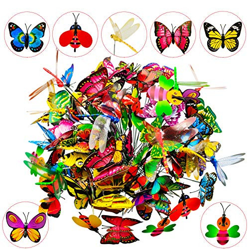 MOMOONNON 50 Pcs Butterfly Stakes  Dragonfly Stakes  Bee Stakes Butterfly Garden Stakes Waterproof Butterfly Decorations for Indoor Outdoor Yard  Patio Plant Pot  Flower Bed MOMOONNON 50 Pcs Butterfly Stakes  Dragonfly Stakes  Bee Stakes Butterfly Garden Stakes Waterproof Butterfly Decorations for Indoor Outdoor Yard  Patio Plant Pot  Flower Bed