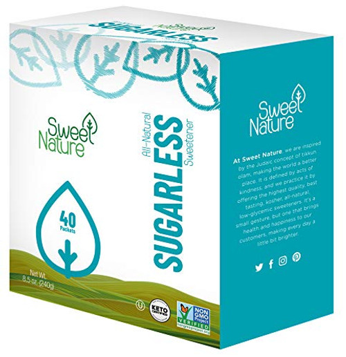 Sweet Nature Sugarless Erythritol and Stevia Blend Sweetener 1 LB  16 ounces   40 packets  pack of 1