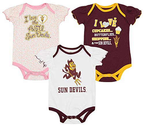 Outerstuff NCAA Newborn  0M-9M  Infant  12M-24M  Girls Three Piece Creeper Set  Arizona State Sun Devils 6-9 Months