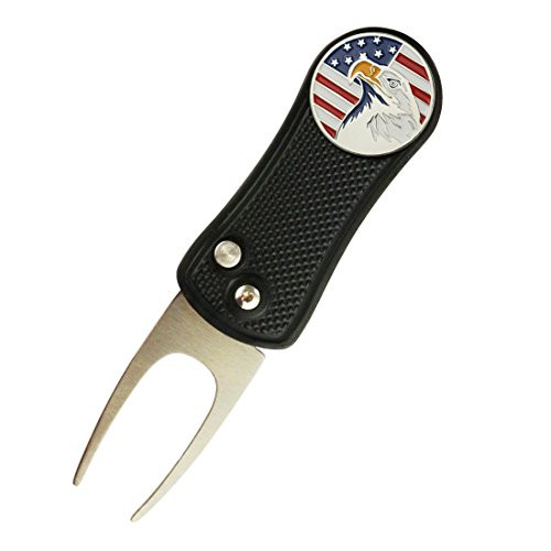 PINMEI Foldable Golf Divot Tool with Golf Ball Marker  Black 04