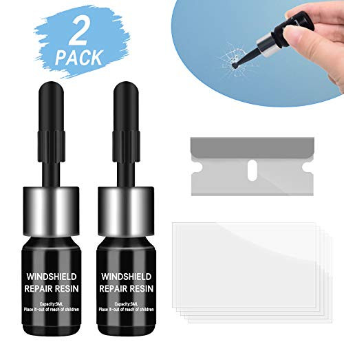 MuiSci Glass Repair Kit Windshield Crack Repair kit DIY Glass Cracked Repair Kits Car Windshield Crack Repair Resin Kit Car Glass Repair Glue Scratch Chip Cracks Repair Kit 2 Pcs