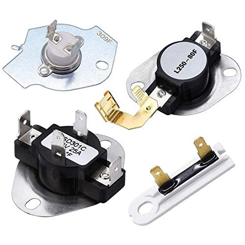 TOMOON 3387134 Cycling Thermostat 3977393  and  3392519 Dryer Thermal Fuse 3977767 High Limit Thermostat Replacement Part Kit Compatible with whirlpool kenmore Dryer
