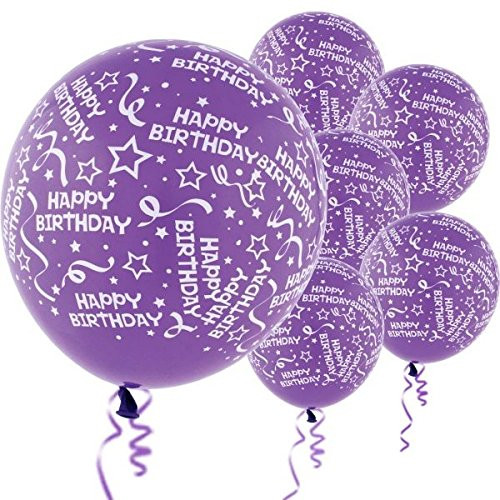 Amscan Confetti Burst All Over Printed Balloon Party Decorations, New Purple, Latex, 12", Pack of 6