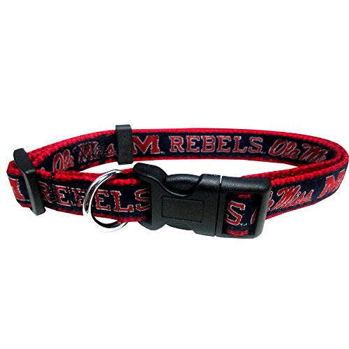 Pets First Collegiate Pet Accessories  Dog Collar  Mississippi Ole Miss Rebels  Medium