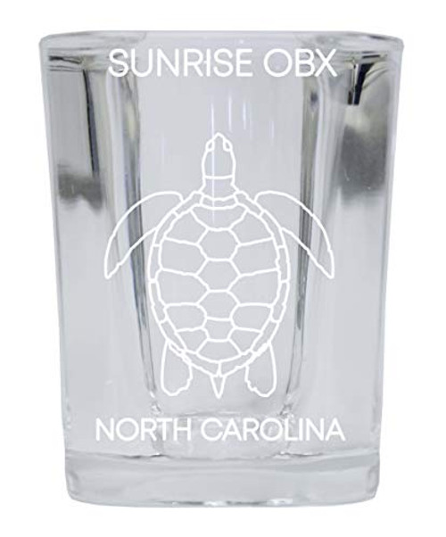 Sunrise Obx North Carolina Souvenir 2 Ounce Square Shot Glass laser etched Turtle Design Sunrise Obx North Carolina Souvenir 2 Ounce Square Shot Glass laser etched Turtle Design
