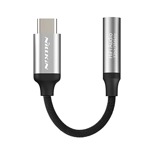 Nillkin USB C to 3.5mm Headphone Adapter USB Type C to 3.5mm Headphone Audio Jack Hi-Fi DAC Chip Cable Adapter for Galaxy S20 Ultra S20 plus Note 10 iPad Pro 12.9 11 One Plus 8 7 Pro Pixel 4 3 2 Silver