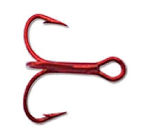 Mustad Classic Triple Grip Treble Hook with 2 Extra Short Shank  Pack of 10   Red  2