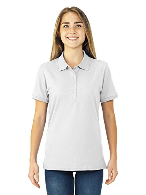 Jerzees womens 5.6 oz. 50 50 Jersey Polo with SpotShield 437W -WHITE-L