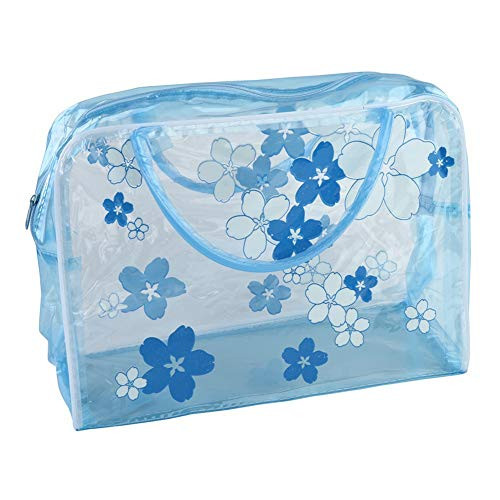 Anniston Cosmetic Bag  Transparent Flower Waterproof Makeup Toiletry Travel Wash Cosmetic Zipper Pouch Travel Makeup Bag Toiletry Bags Cosmetic Case Makeup Organizer Blue