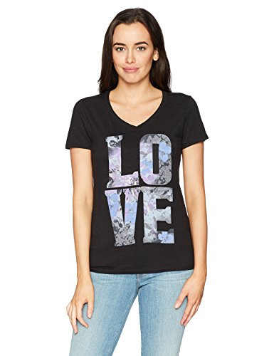 Hanes Womens Short Sleeve Graphic V-neck Tee  multiple graphics available   big love black  2X Large