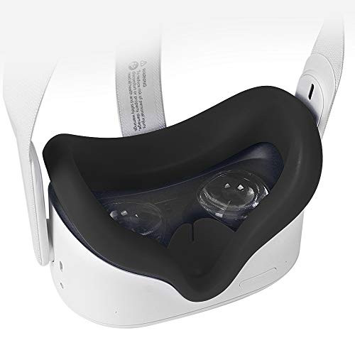 pordsioc Silicone VR Face Cover for Oculus Quest 2 Face Pad  and  Face Cushion Compatible with Oculus Quest 2 VR Headset Accessories  Black
