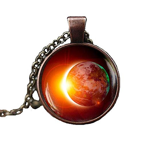 Solar Eclipse Necklace  Space necklace  Galaxy Pendant  Eclipse Necklace  Earth Solar Eclipse  Outer Space Sun Jewelry  mens necklace