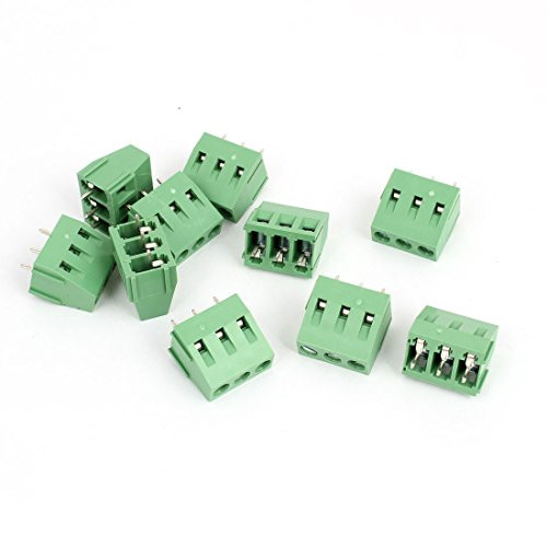 uxcell 10Pcs 300V 10A 3P Pins 5mm Pitch PCB Screw Terminal Block Green