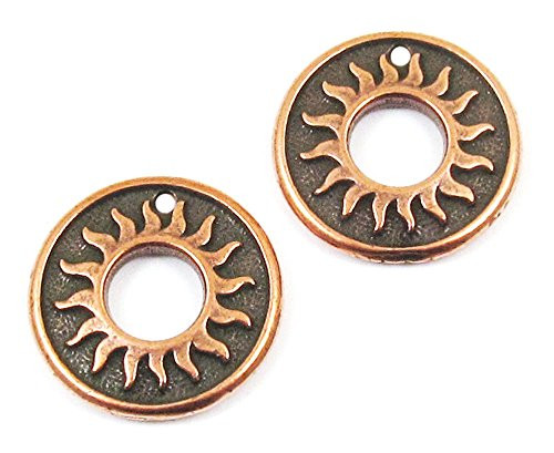 Copper Del Sol Charm TierraCast Pewter Sun Pendant  2 Pieces