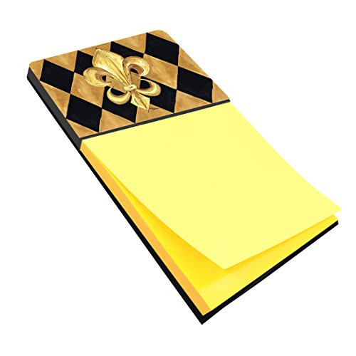 Caroline s Treasures 8125SN Black and Gold Fleur de lis New Orleans Refiillable Sticky Note Holder or Postit Note Dispenser  Large  Multicolor