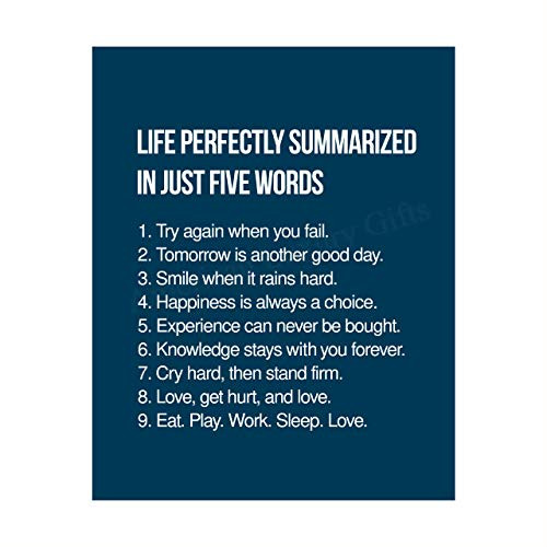 inchLife Perfectly Summarized In Five Words inch Inspirational Quotes Wall Sign -8 x 10 inch Modern Poster Print-Ready to Frame. Positive Home-Office-School-Motivational Decor. Perfect Life Lessons for All! inchLife Perfectly Summarized In Five Words inch Inspirational Quotes Wall Sign -8 x 10 inch Modern Poster Print-Ready to Frame. Positive Home-Office-School-Motivational Decor. Perfect Life Lessons for All!
