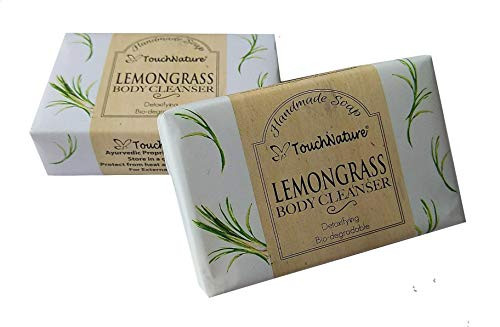 Touch Nature Lemongrass Handmade Soap. Free of Sulphates. Vegan. Cold Pressed. Gentle and Moisturizing.  2pc 100gm