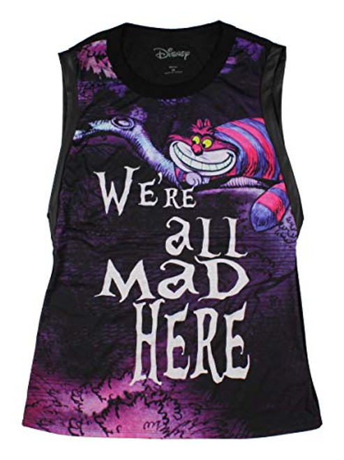 Disney Alice In Wonderland Cheshire Cat We re All Mad Womens Muscle Shirt Medium Disney Alice In Wonderland Cheshire Cat We re All Mad Womens Muscle Shirt Medium
