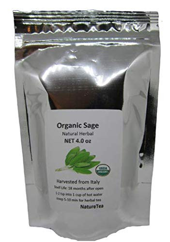 Organic Sage - Salvia officinalis Dried Loose Leaf C S by Nature Tea  4 oz