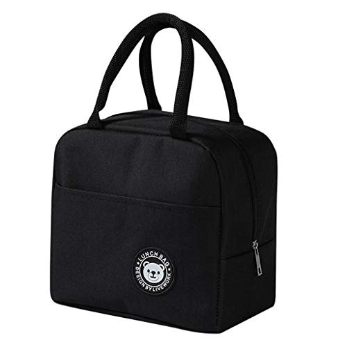 GuangYuan Reusable Insulated Lunch Bag Cooler Tote Box Meal Prep for Men  and  Women Work Picnic or Travel  Insulated Lunch Bag  Black