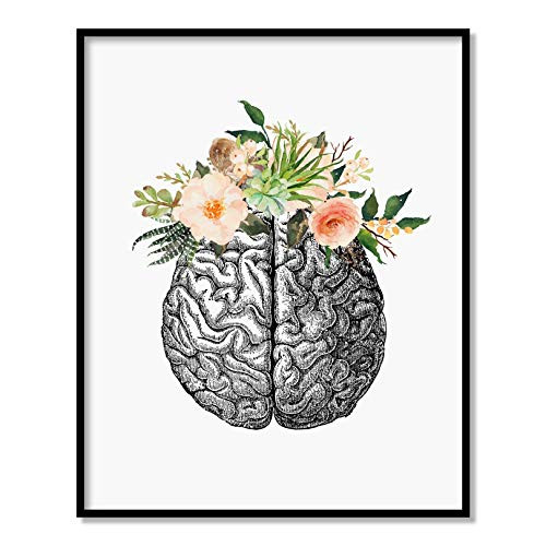 Brain Art  Anatomy Art Print  Flower Anatomy Print  Medical Art Print  Doctor Gift  Doctor Office Decor  Unframed 8x10 inch