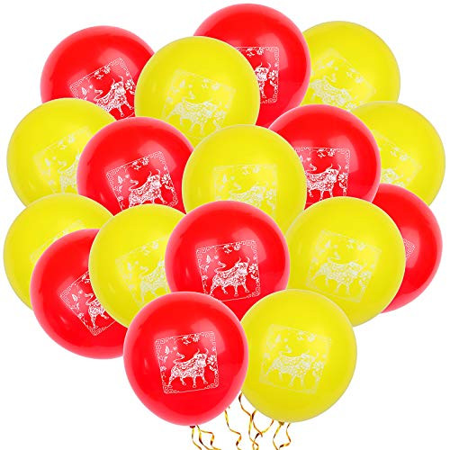 100 Pieces Chinese New Year Balloons  2021 New Year Latex Balloons with Ox Pattern for Chinese New Years Eve Party Decorations  Graduation Decorations  Red and Yellow