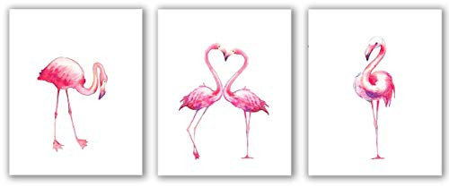 Flamingo Art Print Flamingo Wall set of 3-8 inch x 10 inch - Unframed  Flamingo Home Decor  Antique Bird Painting  Vintage Drawing Poster Wall Art Decor  Pink Flamingo  Flamingo Poster