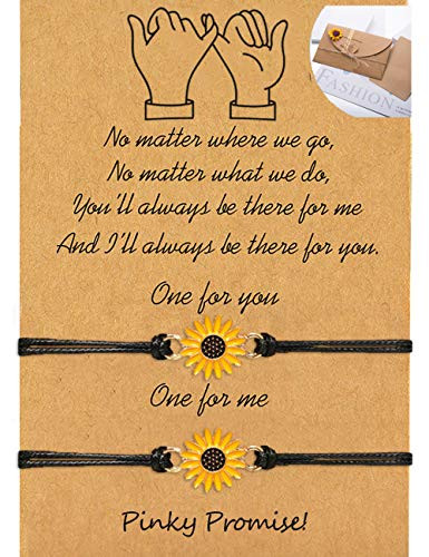 Friendship Bracelets Best Friend Bracelets Friendship Gifts Pinky Promise Bracelets Sunflower Gifts for Teen Girls Sister Galentines day gifts