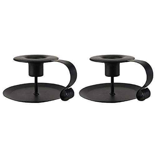 CALIDAKA 2pcs Set Candle Holder Retro Iron Taper Candle Holder Black Iron Pillar Candle Holders Candlestick Holders Taper Pedestal Candle Stand Decorative for Wedding  Dinning  Party