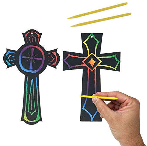 50 Scratch Art Cross Ornament Craft Kit - Easter Crafts for Kids  Bulk