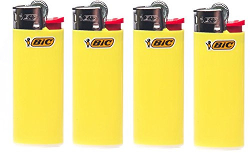 BIC Lot of 4 Mini Sunshine Yellow Lighters New