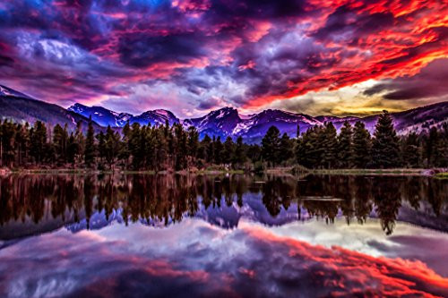 Sunset in Rocky Mountain National Park Photo Photograph Cool Wall Decor Art Print Poster 12x18