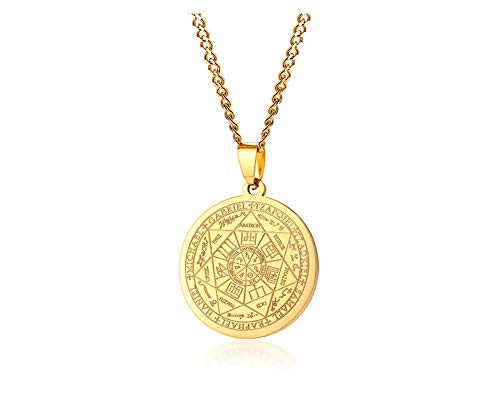 XUANPAI The Seal of The Seven Archangels Amulet Pendant Necklaces Gabriel Uriel Jewelry Gift Witch Pagan Jewelry Gold Plated XUANPAI The Seal of The Seven Archangels Amulet Pendant Necklaces Gabriel Uriel Jewelry Gift Witch Pagan Jewelry Gold Plated