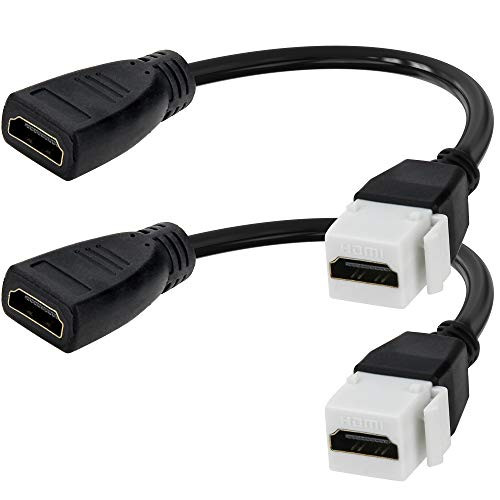 HDMI Keystone Pigtail  2 Pack Keystone Jack Adapter HDMI Female to Female Extension Cable Coupler RFAdapter for Keystone Wall Plate  8 Inches