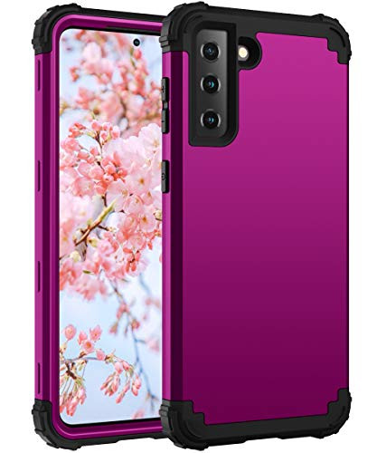 Meifei Samsung S21 5G Case  Samsung Galaxy S21 5G Case 3 Layer Hybrid Hard PC Soft Silicone Heavy Duty Rugged Bumper Shockproof Full-Body Protective Phone Cover for Samsung Galaxy S21 5G 6.2 inch  Purple