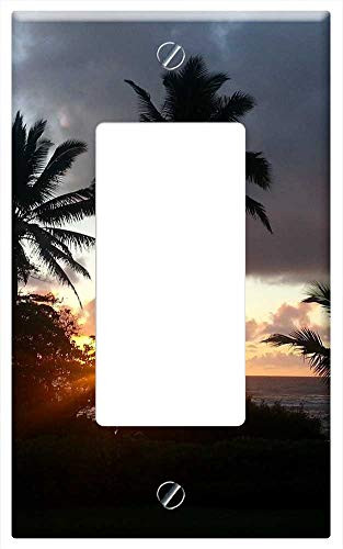 Switch Plate Single Rocker GFCI - Hawaii Palm Trees Kauai Sunrise Sunset