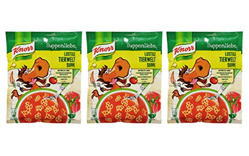 Knorr Suppenliebe Lustige Tierwelt Suppe - German Imported Animal World Soup  3 Pack  Total of 213g